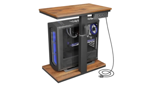 Height Adjustable Computer Tower Stand - Black/Brown