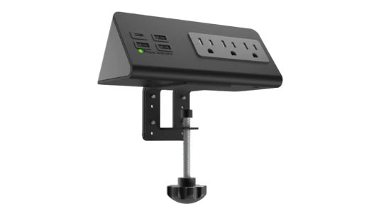 Edge Mount Power Strip With USB-C Ports - Black
