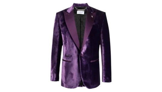 Single-Breasted Velvet Blazer - Purple