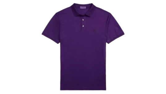 Label Cotton Polo Shirt - Purple