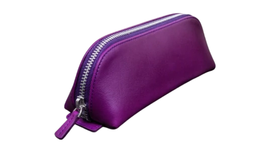 XLarge Zipper Leather Pencil Case - Purple