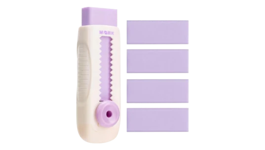 Sliding Retractable Eraser Set Of 4 - Purple
