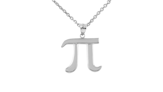 Pi Symbol Pendant Necklace - 10k White Gold