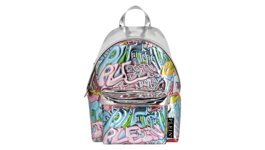 Bombing Graffiti Metallic Leather Backpack - Multicolor
