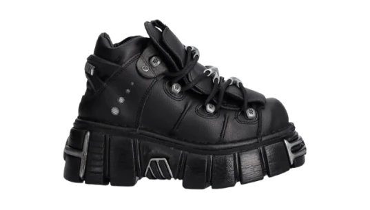 Lace Up Chunky Boots - Black
