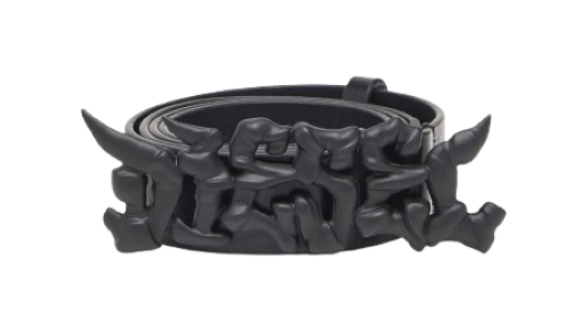 B-Graffiti Leather Belt - Black