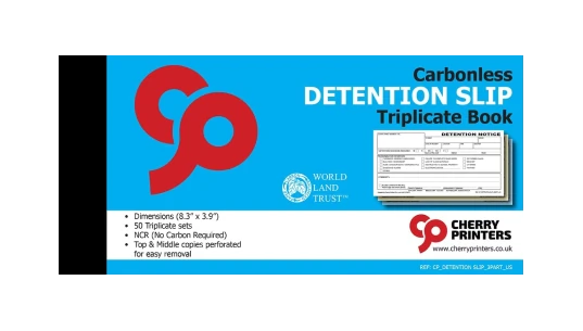 Detention Slip for Schools 3pt 50 Triplicate Copies