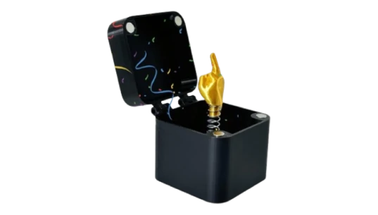 Pop Up Middle Finger Box - Black/Gold