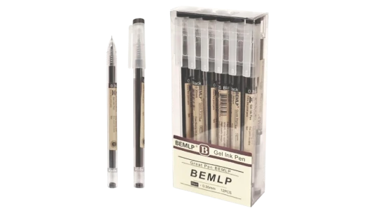 0.35mm Black Liquid Ink Rollerball Gel Pens - 12Pcs