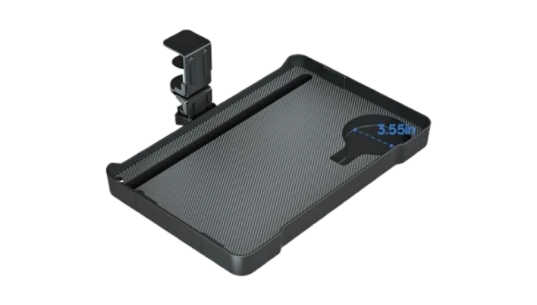 Under Desk 360° Rotating Clamp-On Tray - Black