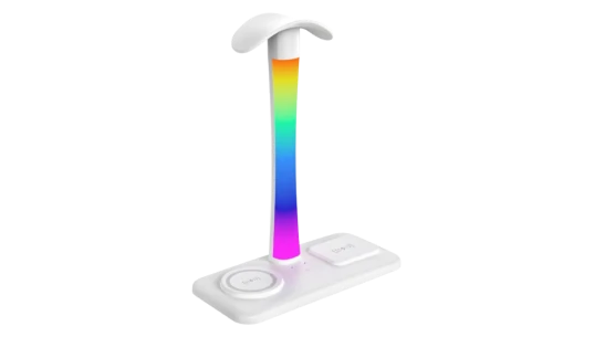 Headphone Stand With Wireless Charger RGB - White