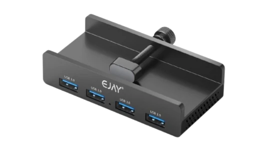 4-Port USB 3.0 Hub with Clamp - Black