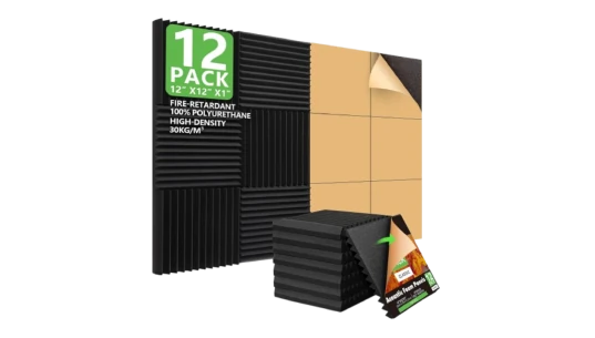 12 Pack Sound Proof Foam Panels - Black