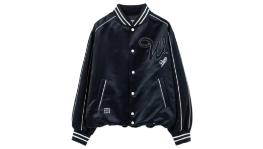 Embroidered Patch Varsity Jacket - Navy