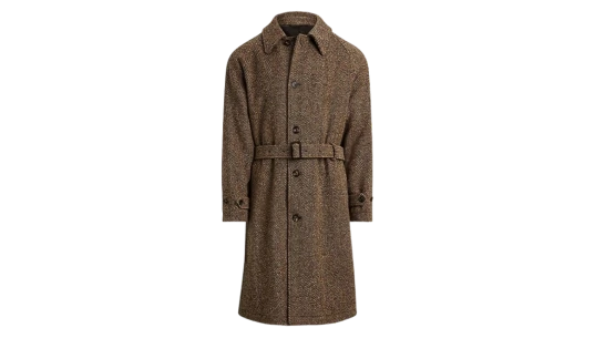 Donegal Tweed Balmacaan Coat - Brown Tan Multi