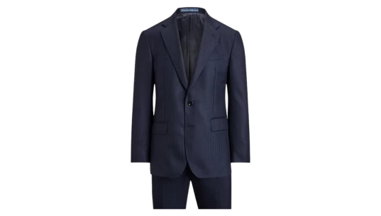 Polo Tailored Herringbone Wool Suit - Navy