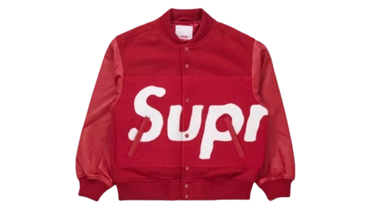 Big Logo Chenille Varsity Jacket - Red