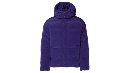 Oversized Quilted Logo Puffer Jacket - Bellwether Blue