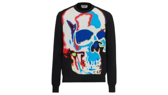 Skull Graffiti Intarsia-Knit Sweater - Black/Multicolor