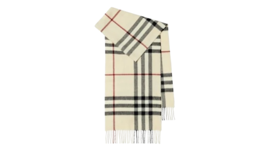 Check Cashmere Scarf - Stone