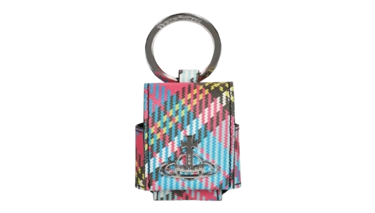 Orb-Embellished Plaid AirPods Case - Multicolor