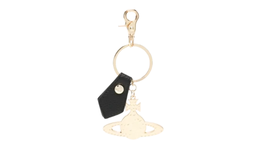 Orb-Embellished Leather Keyring - Black