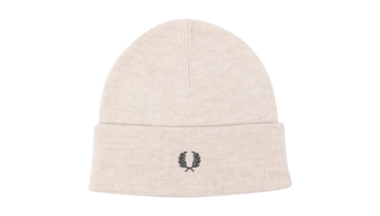 Embroidered-Logo Beanie Hat - Cream White