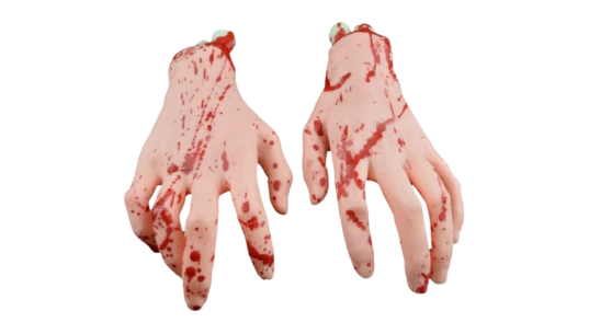 Halloween Fake Blood-Soaked Hands Prop Set Of 2