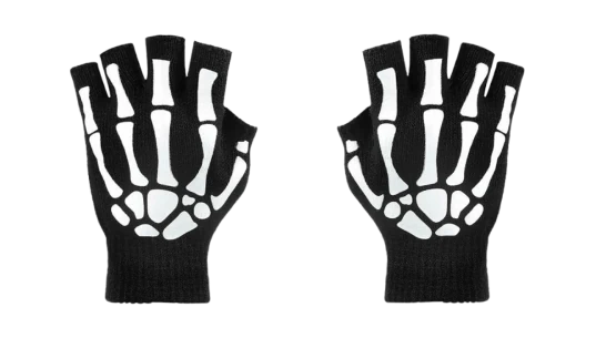 Skeleton Print Gloves - Black/White