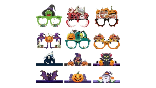 Halloween Paper Glasses and Hats Set - 13 PCs