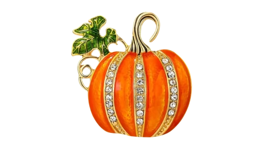 Pumpkin Brooch Pin - Orange