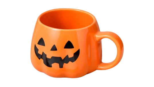 Ceramic Pumpkin Mug Halloween - Orange/Black