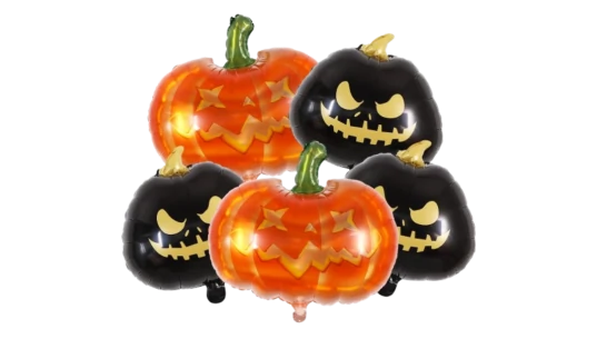 Scary Foil Halloween Pumpkin Balloons - Black/Orange
