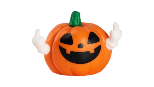 Halloween Pumpkin Figurine Decor Resine - Orange/White