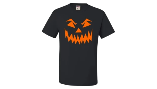 Vintage Halloween T-Shirt Pumpkin Face Print - Black/Orange