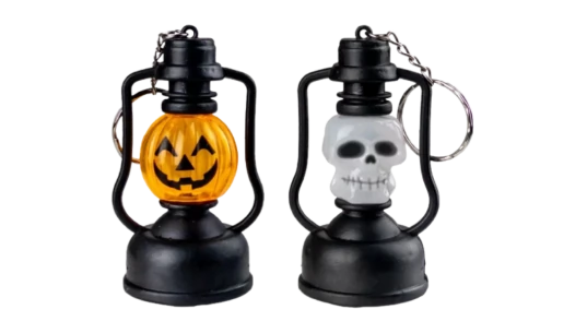 Pumpkin Skull Mini Lantern Keyring