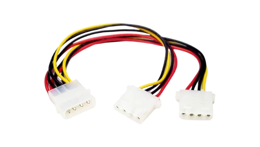 Molex Y Splitter Cable - 1x LP4 Male 2x LP4 Female
