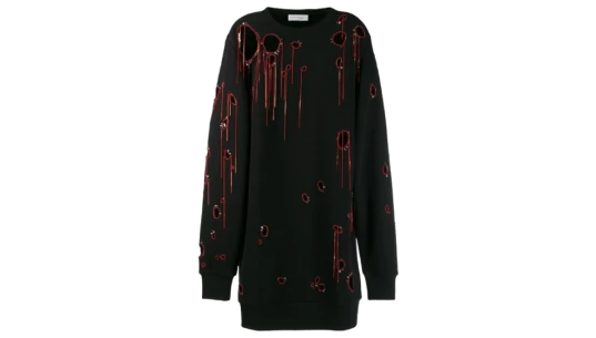 Chain-Embellished Sweatshirt - Black/Red