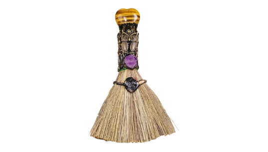 Witch’s Crystal Broom for Wiccan Altar