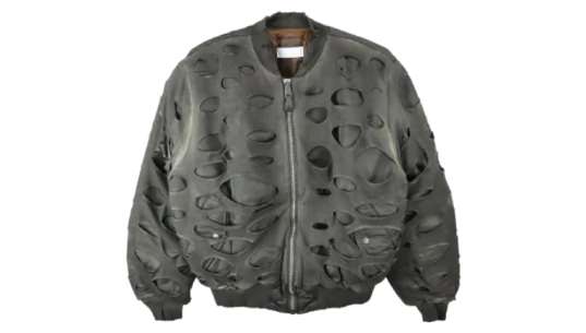 Double-Layer Distressed Bomber Jacket - Army Green