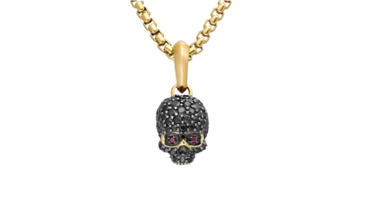 Memento Mori Skull Diamond Amulet 18k Yellow Gold