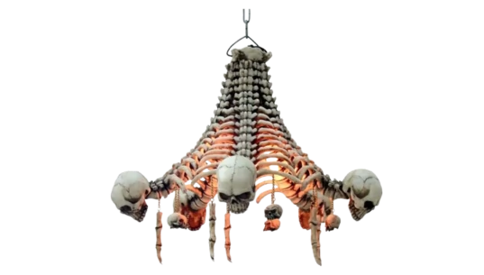 Skeleton Ceiling Lamp With Hanging Skulls - White
