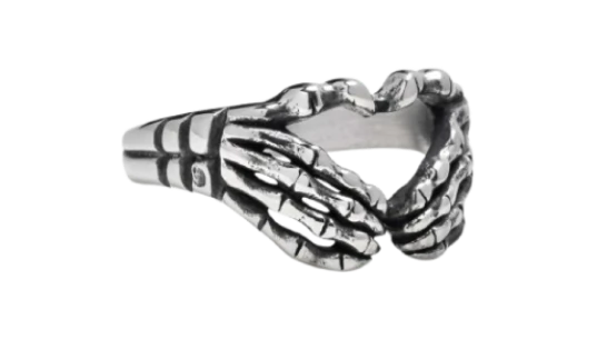 Vintage Skeleton Hands Ring - Silver