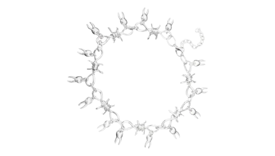 Teeth Pendant Barbed Wire Choker Chain - Silver