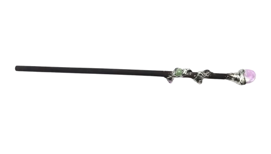 Handcrafted Amethyst Crystal Magic Wand - Black