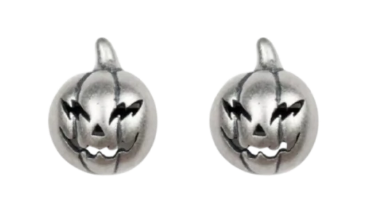 Halloween Pumpkin Earrings - Silver