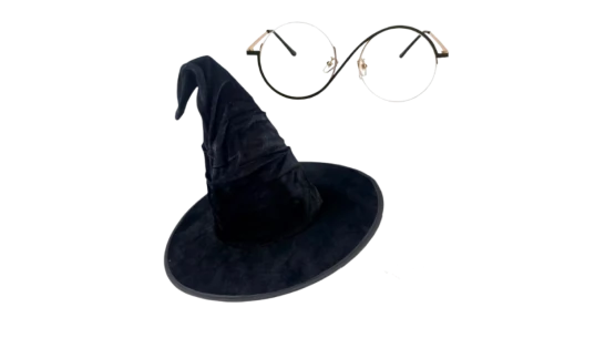 Witch Hat & Glasses Cosplay - Black