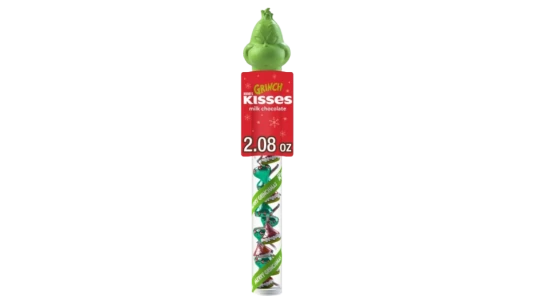 HERSHEY'S KISSES Grinch Milk Chocolate Candy Filled Plastic Cane (56g)