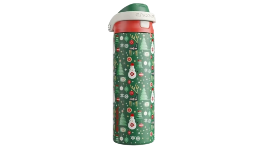 Christmas Insulated Water Bottle With Straw - Red/Green