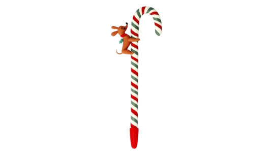 Candy Cane Shaped Ballpoint Pen - Green/Red/White